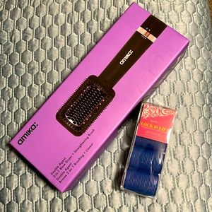 Amika, double agent, two and one 2-1 blow dryer, and straightening brush.